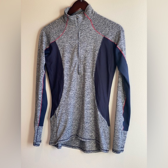 Athleta Running Wild Half Zip Colorblock 1/2 Zip Gray Navy Red Size XS - Picture 5 of 12